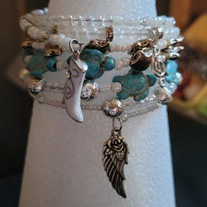 1-of-a-Kind Colorful Beaded Multi-Layer Wire Wrist Wraps